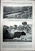 Original Old Vintage Print 1923 Tomb Absalom Egypt Roman Jerusalem Tomb Kings