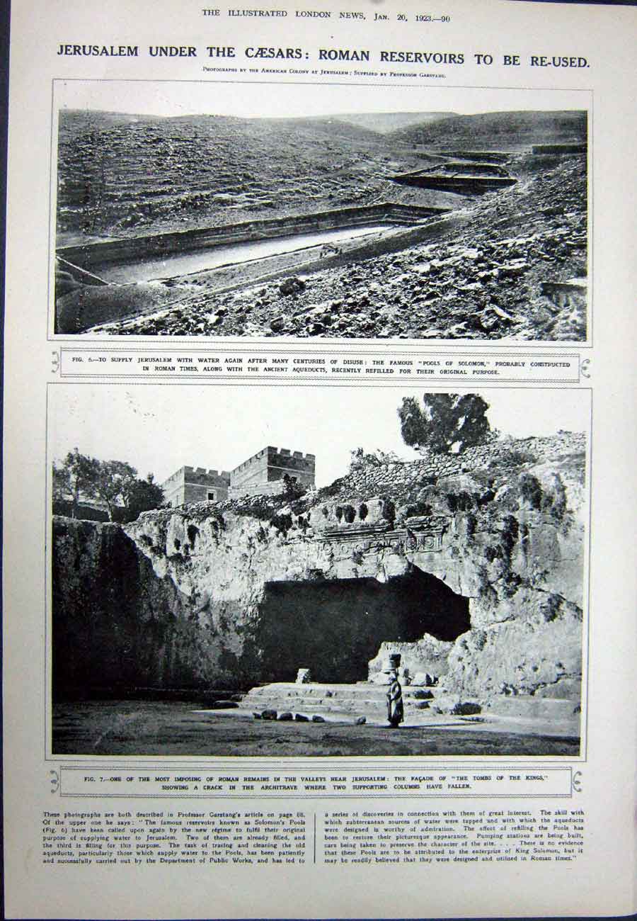 Original Old Vintage Print 1923 Tomb Absalom Egypt Roman Jerusalem Tomb Kings
