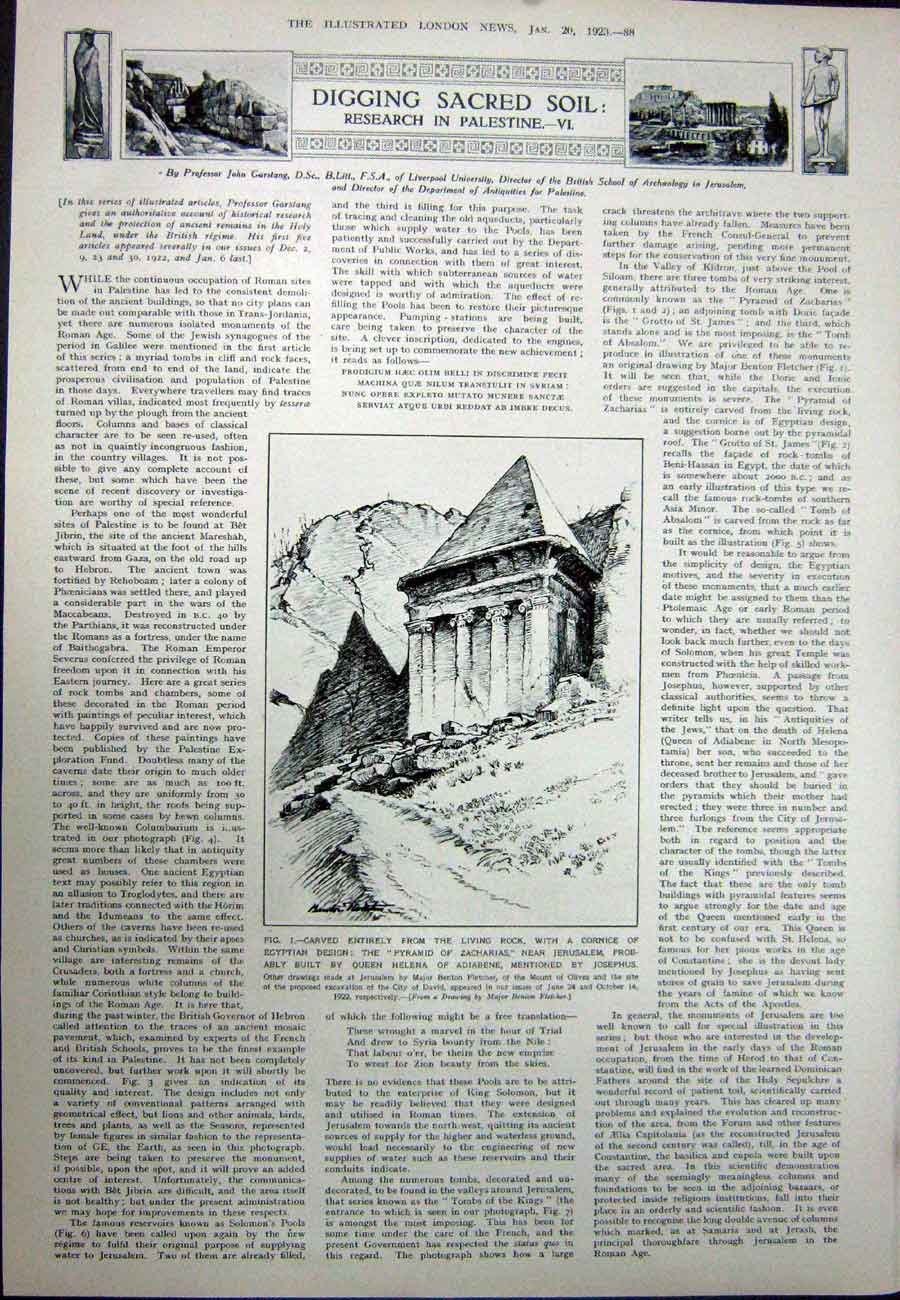 Original Old Vintage Print 1923 Poincare French Troops Essen Pyramid Zacharias