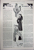 Old Vintage Print 1923 Rugby Football Wales England Sport Women Fashion 20th