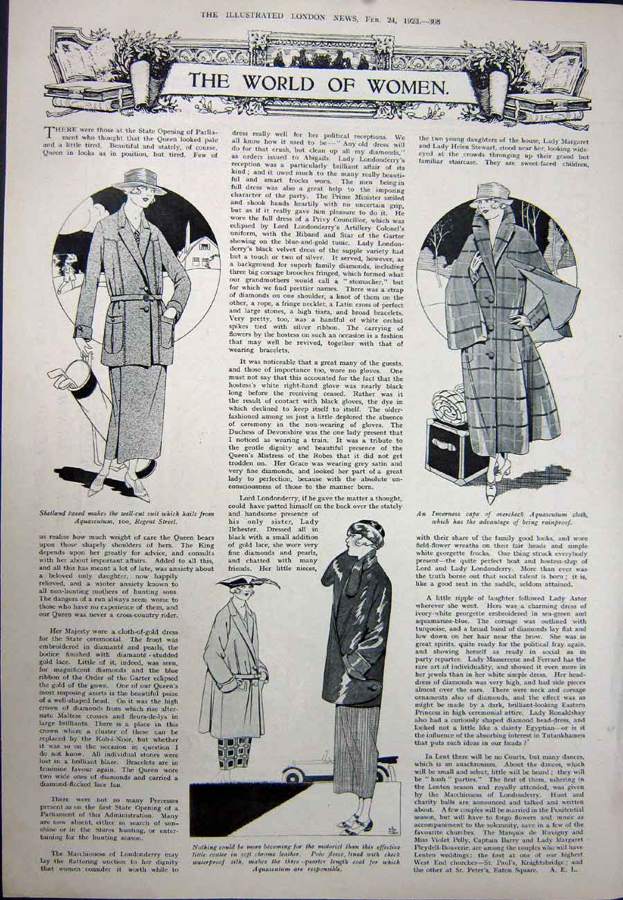Old Vintage Print 1923 Theatre Isham Mortimer Waddington Women Fashion 20th