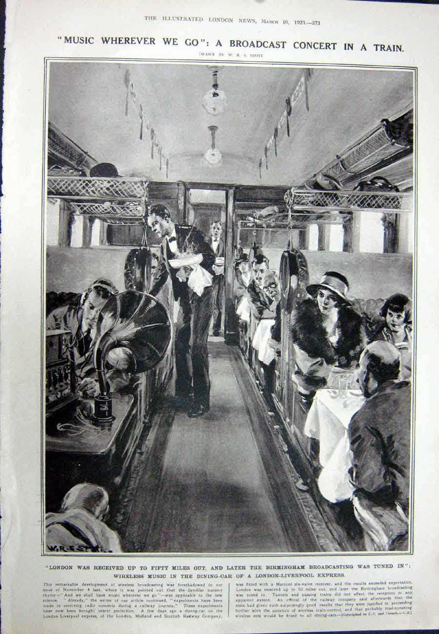 Antique Old Print 1923 Norway Ski-Jumping Prince Olaf Railway Train Music 20th