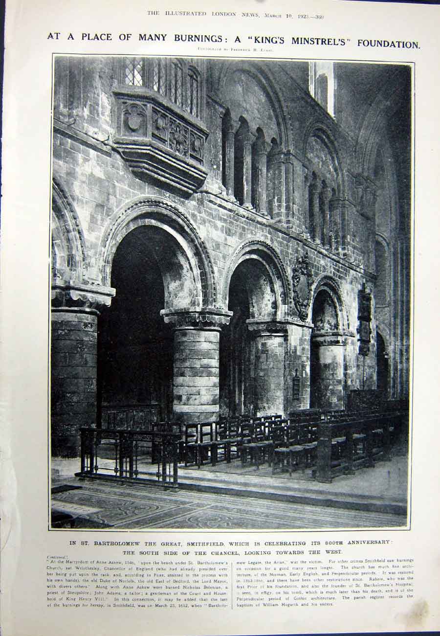 Old Vintage Print 1923 Elephants River Kheddah Siam Bartholomew Church 20th