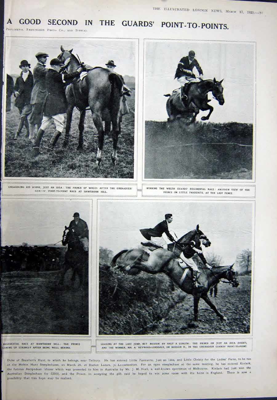 Old Vintage Print 1923 Theatre Gerald Maurier Elizabeth Pollock Horses 20th