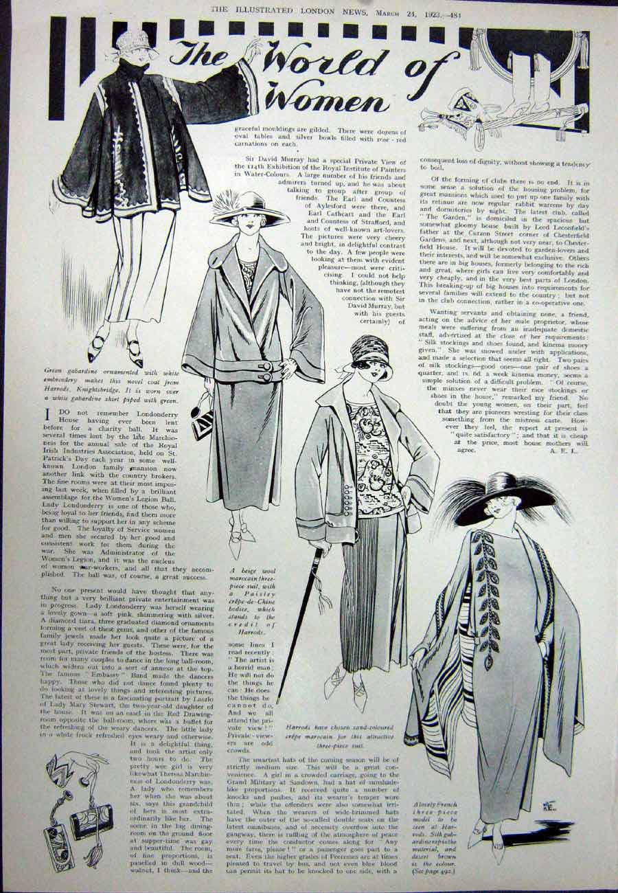 Original Old Vintage Print 1923 Operatic Training Theatre R.A.M Womens Fashion