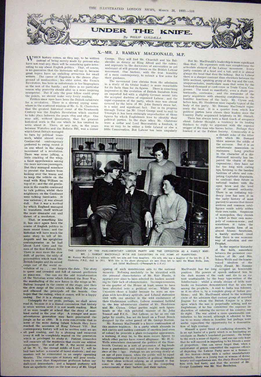 Old Vintage Print 1923 Salmon Fishing Music Wye River Ramsay Macdonald 20th