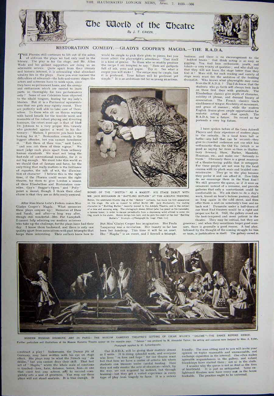 Old Vintage Print 1923 Queen Baby Linen Brownlow Theatre Kamerny Wilde 20th