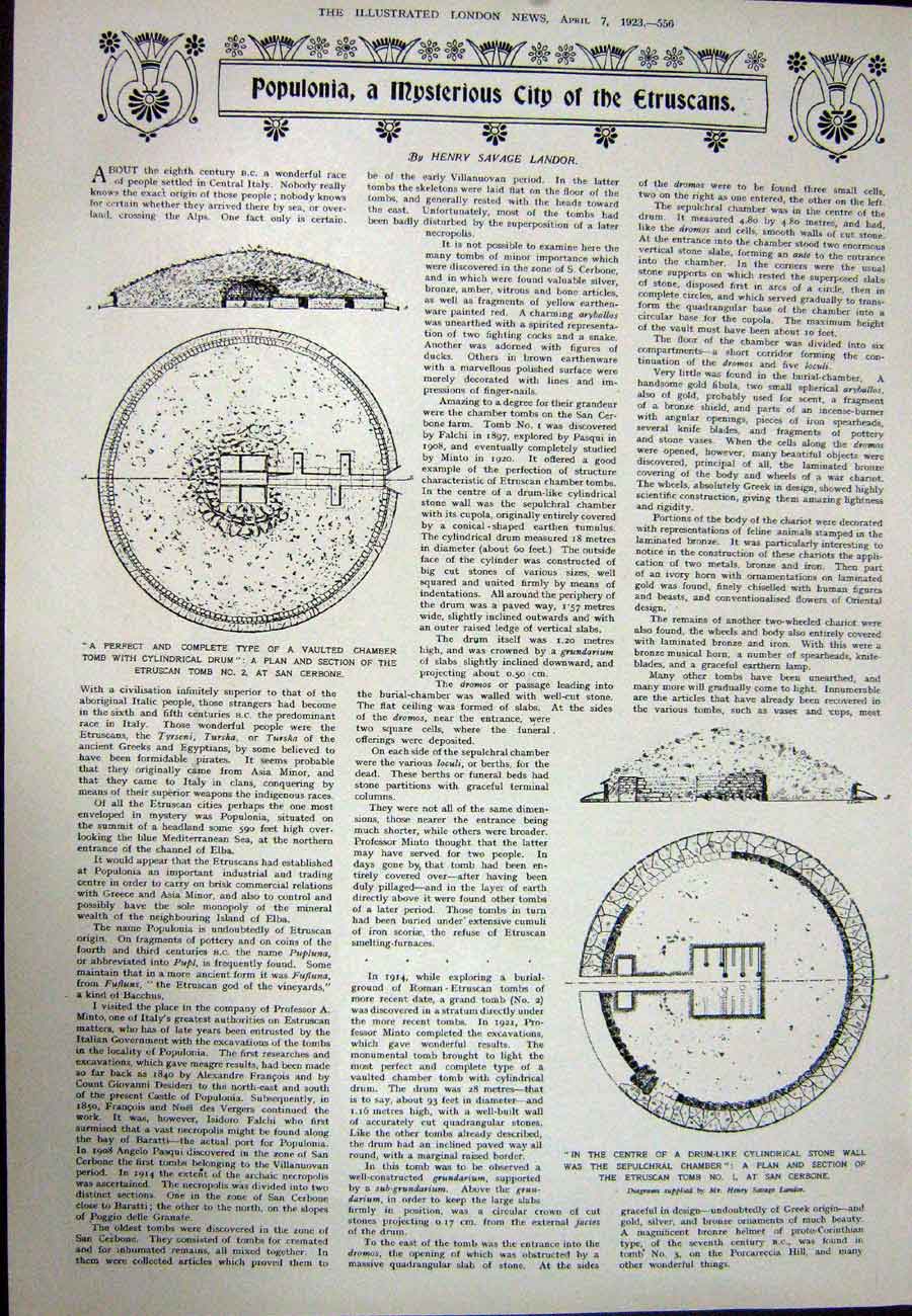 Old Vintage Print 1923 Sir James Dewar Chemist Thermos Etruscan Chamber 20th