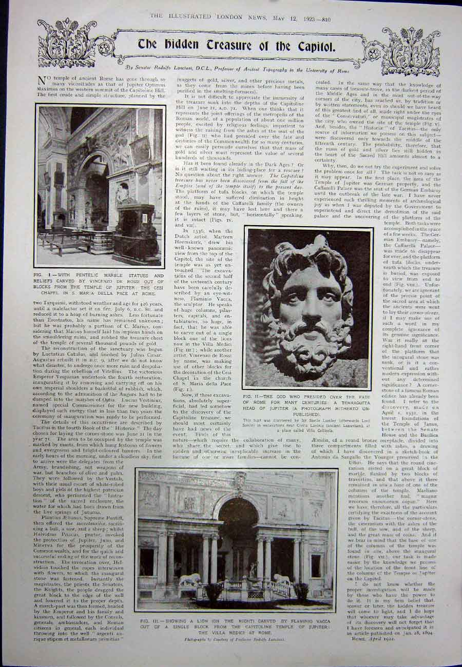 Old Vintage Print 1923 Chimpanzee Zoo Ape House London Villa Medici Rome 20th