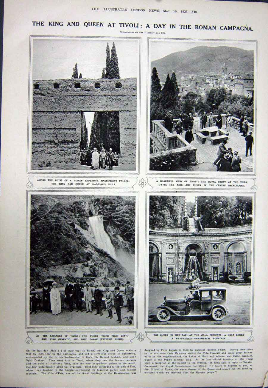 Old Vintage Print 1923 Sybil Graham Russell King Queen Tivoli Frascati 20th