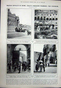 Antique Old Print 1923Rome Piazza Quirinale King George Vatican Caracalla 20th