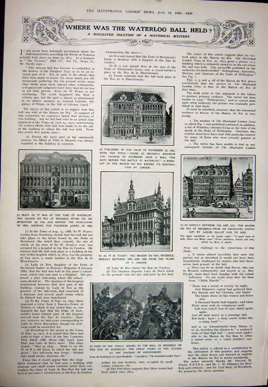 Antique Old Print 1923 Princess Irish Viaud Astor Latymer Waterloo Jamaer 20th