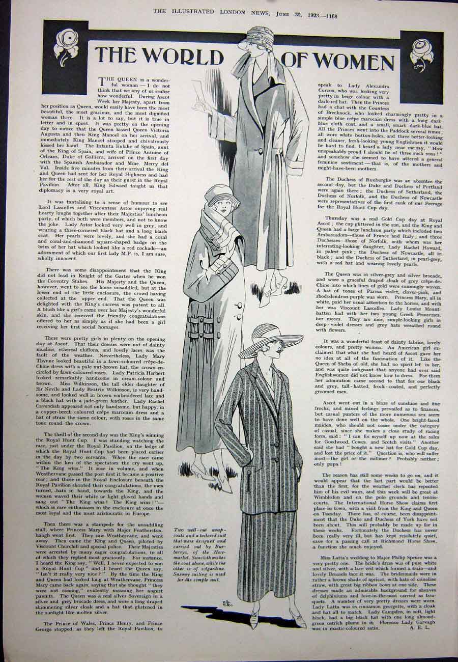 Old Vintage Print 1923 Police Court Ascot Charles Biron Womens Fashion 20th
