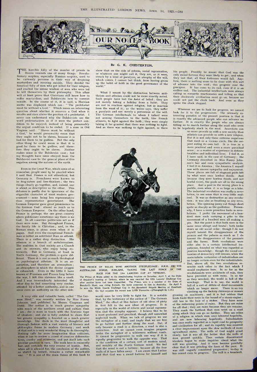 Old Vintage Print 1923 Unicorn Pachyderms Rhinoceros African Bush Game 20th