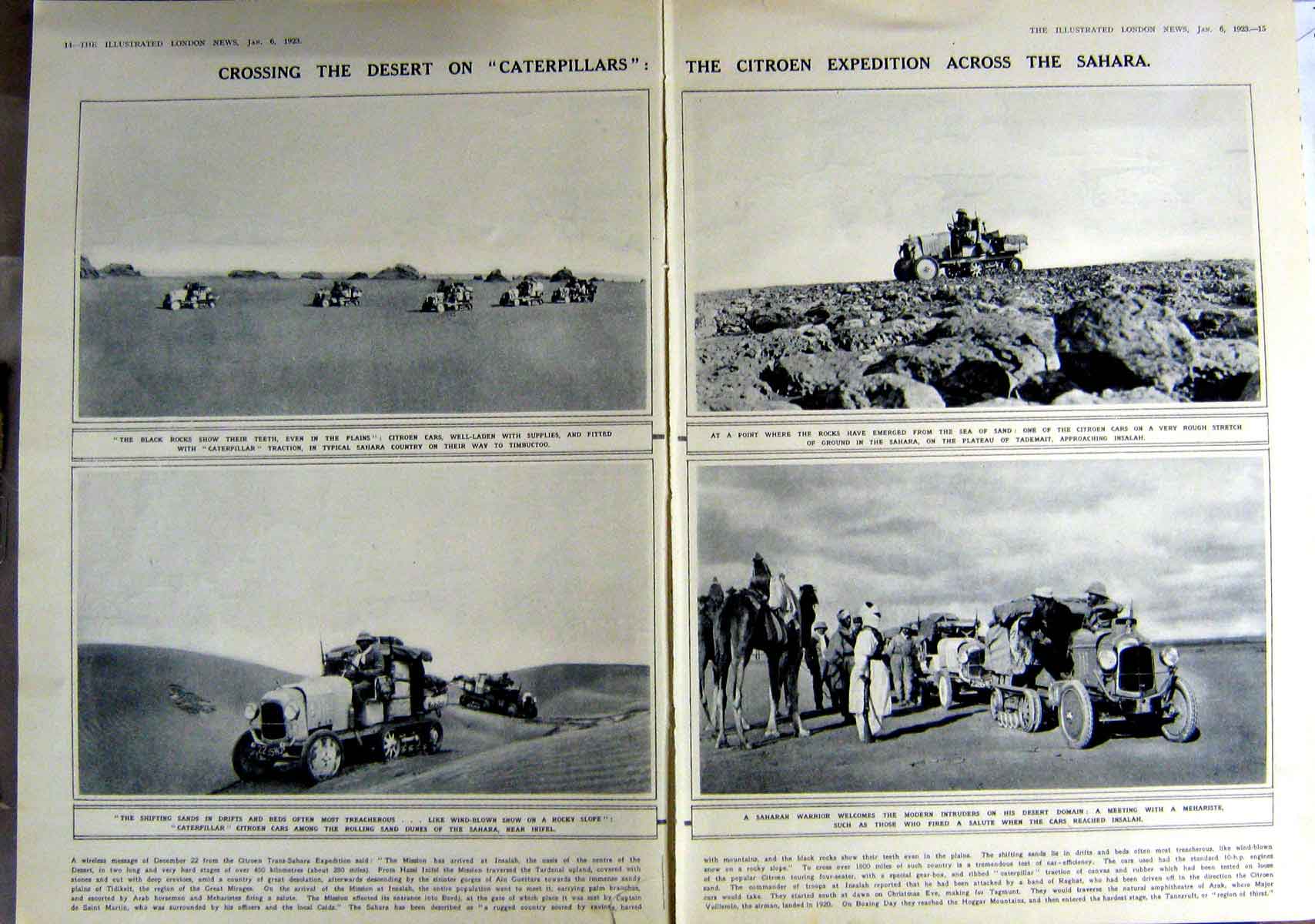 Antique Old Print 1923 Desert Caterpillars Sahara Desert Arabs Gates Bord 20th