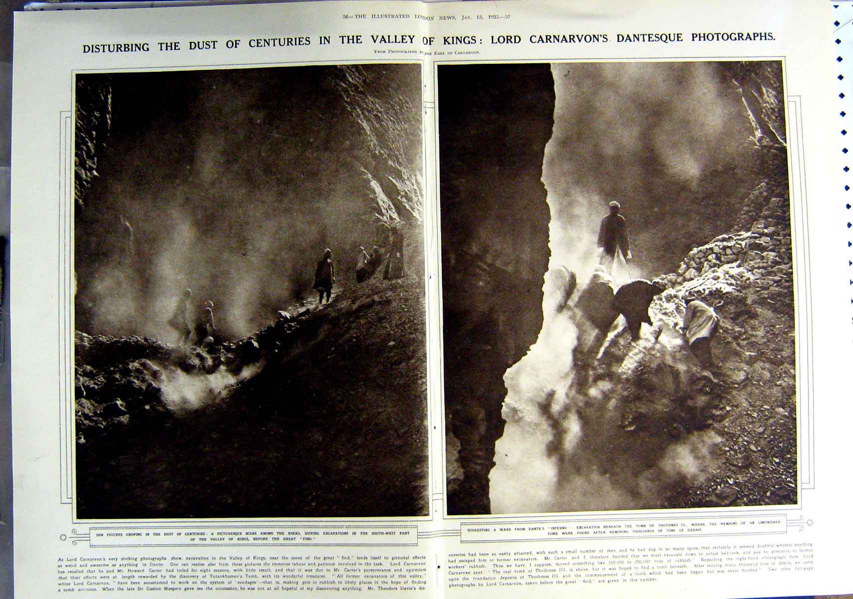 Original Old Vintage Print 1923 Valley Kings Tomb Thothmes Excavation Rameses