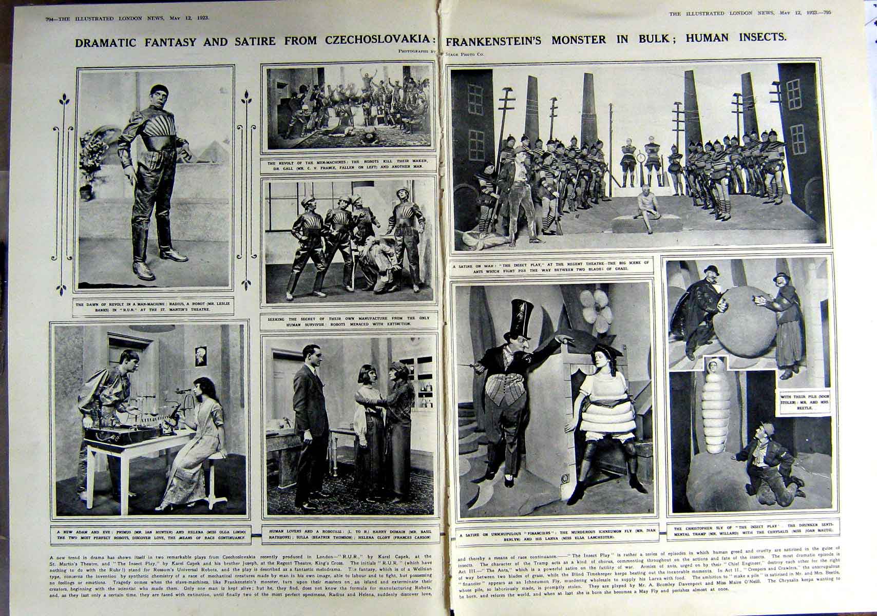 Original Old Vintage Print 1923 Theatre Czechoslovakia Play Ladies Golf Nicoll