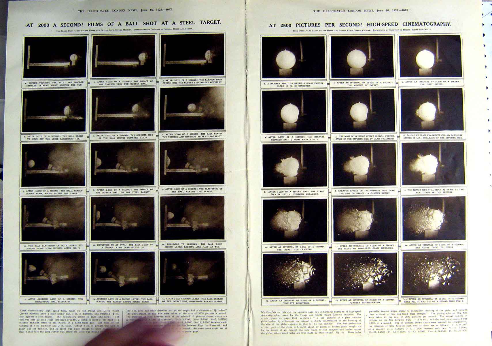 Original Old Vintage Print 1923 Cinematography Ball Shot Steel Target Pictures