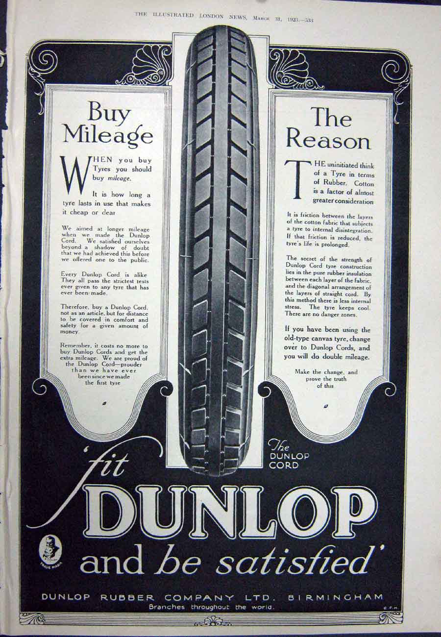 Old Vintage Print 1923 Red Tape Whisky Dunlop Car Tyres Canterbury Ship 20th