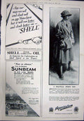 Old Vintage Print 1923 Wolseley Motor Car Aquascutum Sunbeam Shell Oil 20th