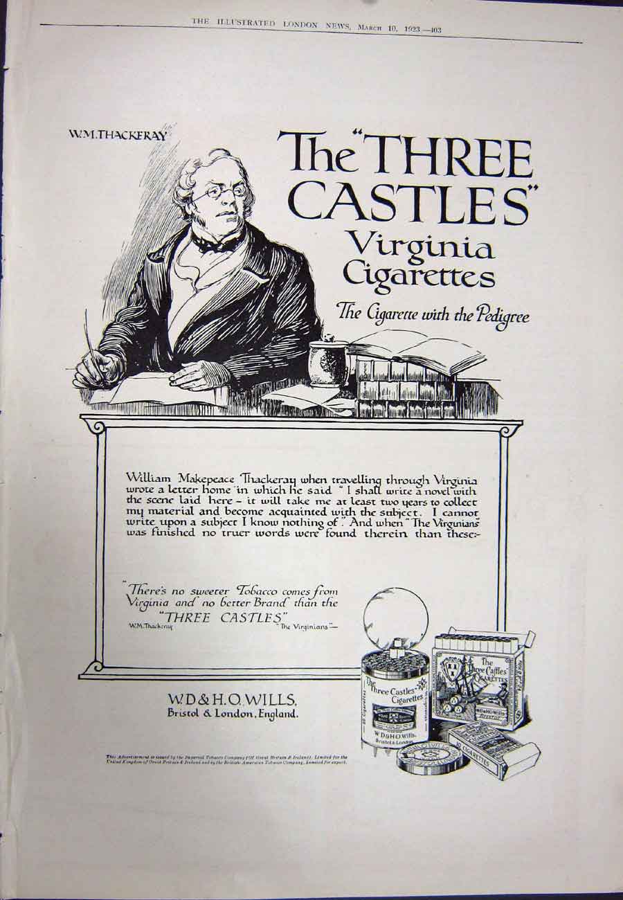 Old Vintage Print 1923 Duke Abercorn Daimler Motor Car Castle Cigarettes 20th