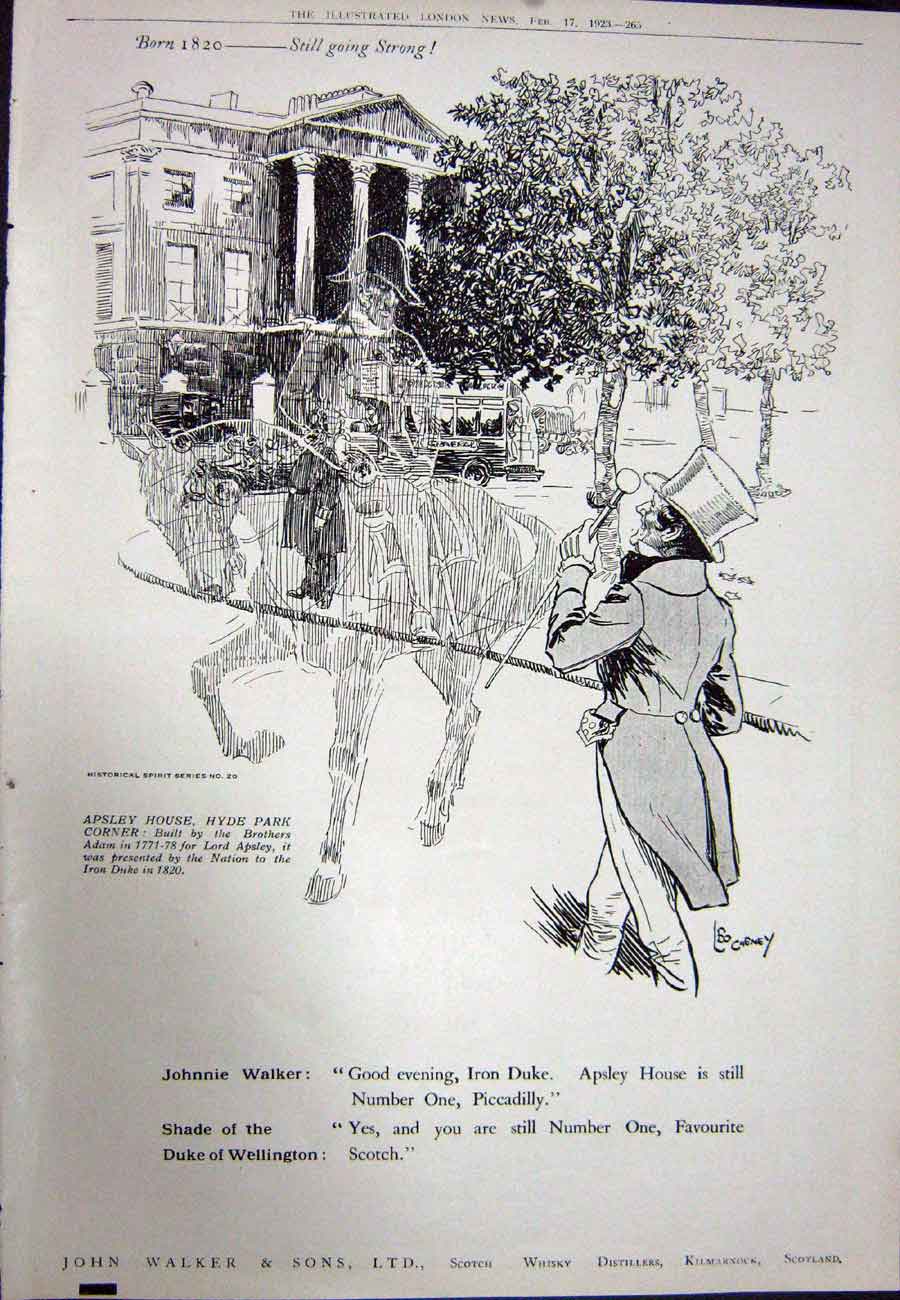 Old Vintage Print 1923 Robinson Cleaver Celestins Polish Walker Whisky 20th