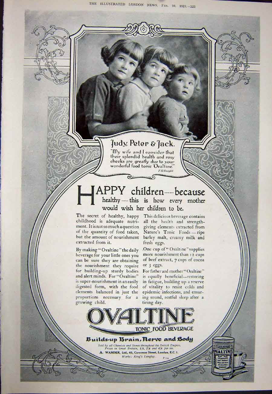 Antique Old Print 1923 Allenbury'S Pastilles Ovaltine Tonic Food Beverage 20th