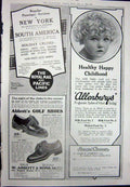 Original Old Vintage Print 1923 Vauxhall Motor Car Allenburys Golf Shoes Ship