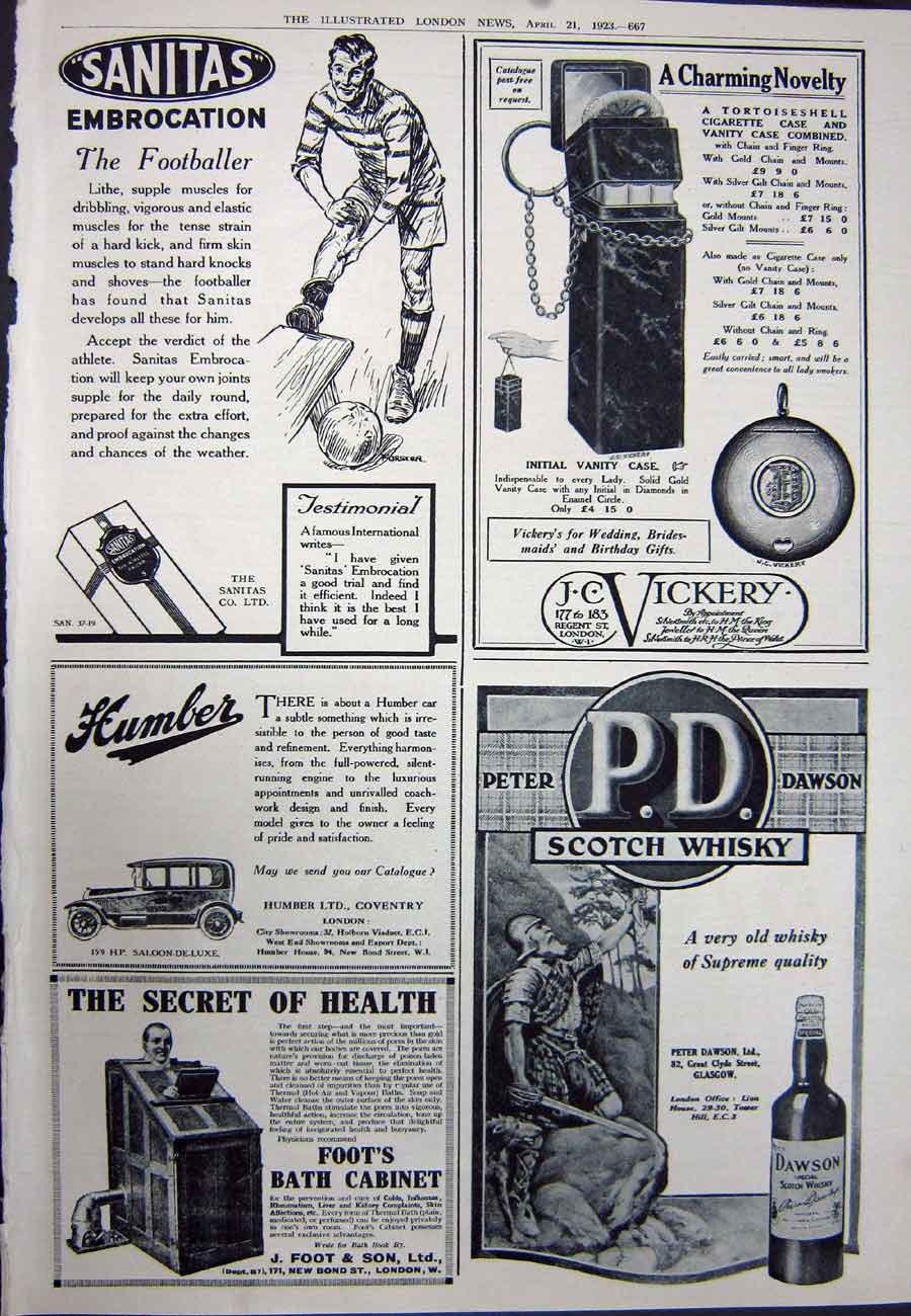 Original Old Vintage Print 1923 Telephone Kenilworth Cigarettes Coach Whisky