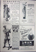 Original Old Vintage Print 1923 Vauxhall Motor Car Swan Pen Harrods Burberrys