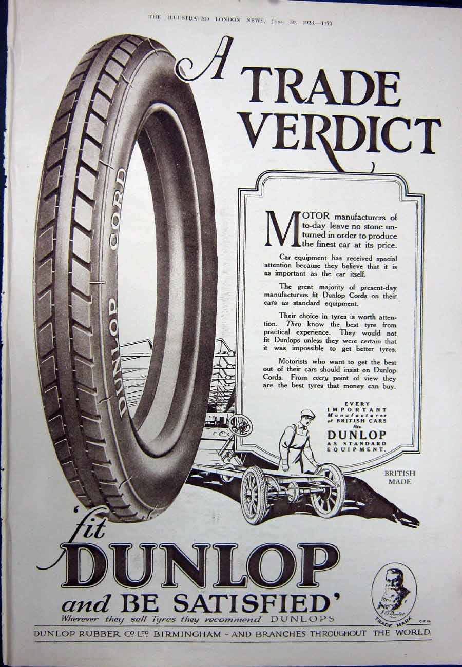 Old Vintage Print 1923 Matoaka Cigarettes Scotland Holidays Dunlop Tyres 20th