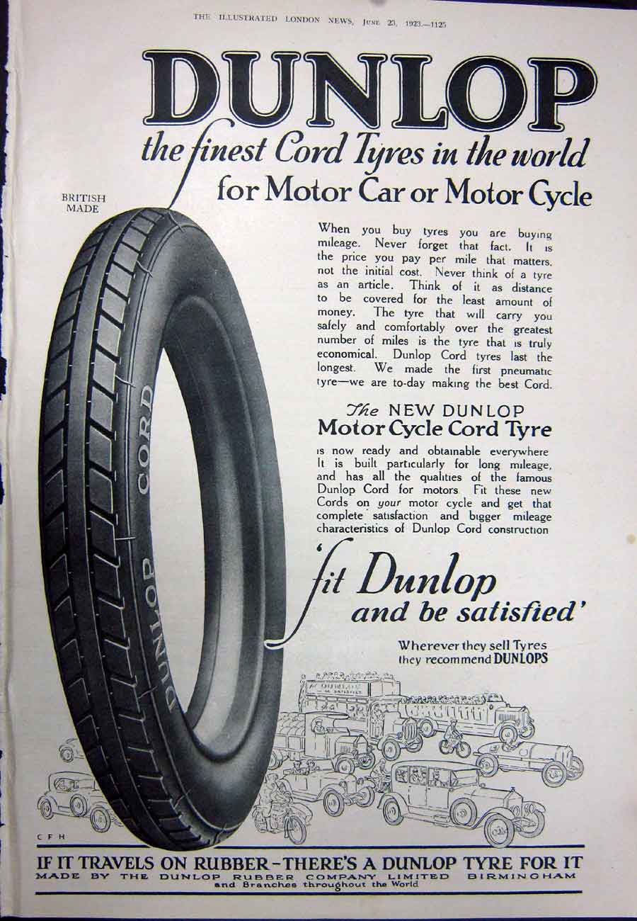 Old Vintage Print 1923 Daimler Motor Car Shell Oil Dunlop Tyres Huntsman 20th