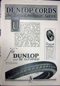 Original Old Vintage Print 1923 Dodge Brothers Coupe Car Dunlop Rubber Tyres