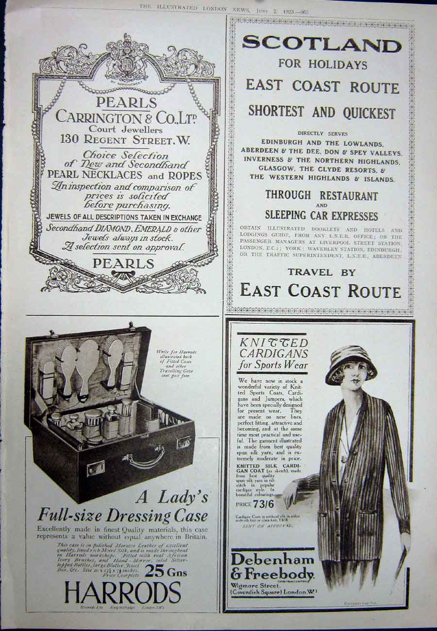 Original Old Vintage Print 1923 Three Nuns Tobacco Scotland Holidays Debenhams