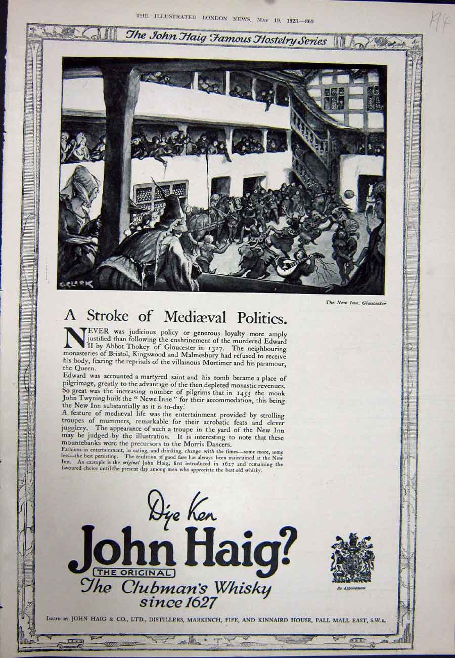 Antique Print Ref.926 1923 Advertisement John Haig Clubman'S Scotch Whisky
