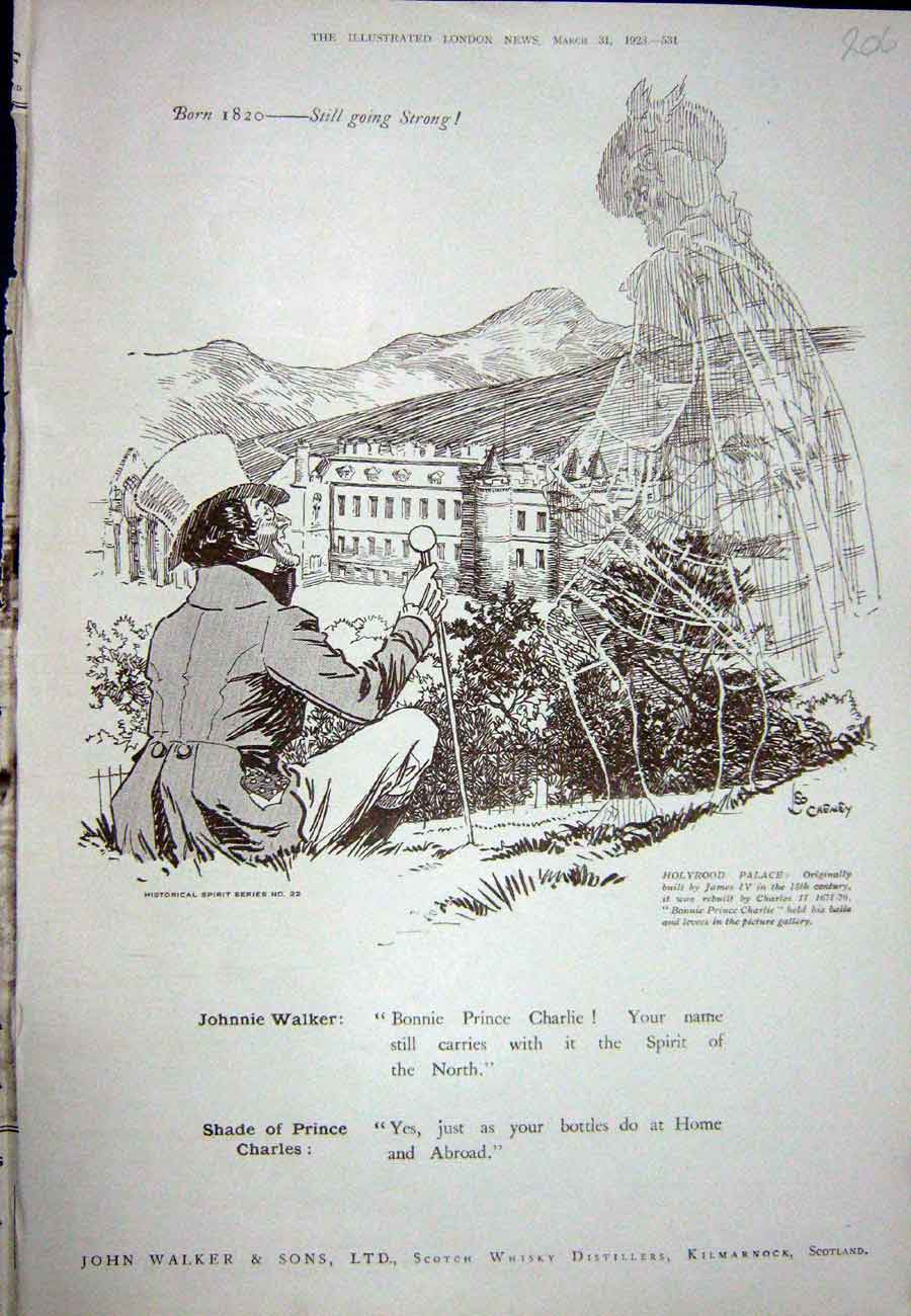 Old Vintage Print 1923 Advertisement John Walker Scotch Whisky Scotland 20th