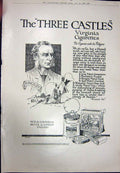 Antique Print Ref.936 1923 Advertisement Three Castles Virginia Cigarettes
