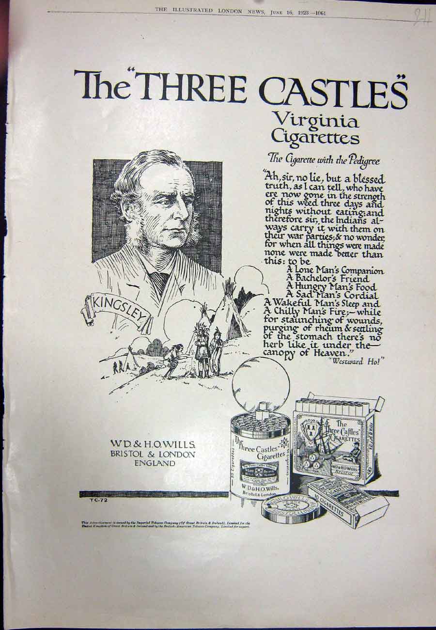 Antique Print Ref.936 1923 Advertisement Three Castles Virginia Cigarettes
