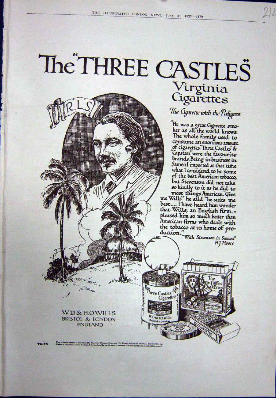 Antique Print Ref.937 1923 Advertisement Three Castles Virginia Cigarettes