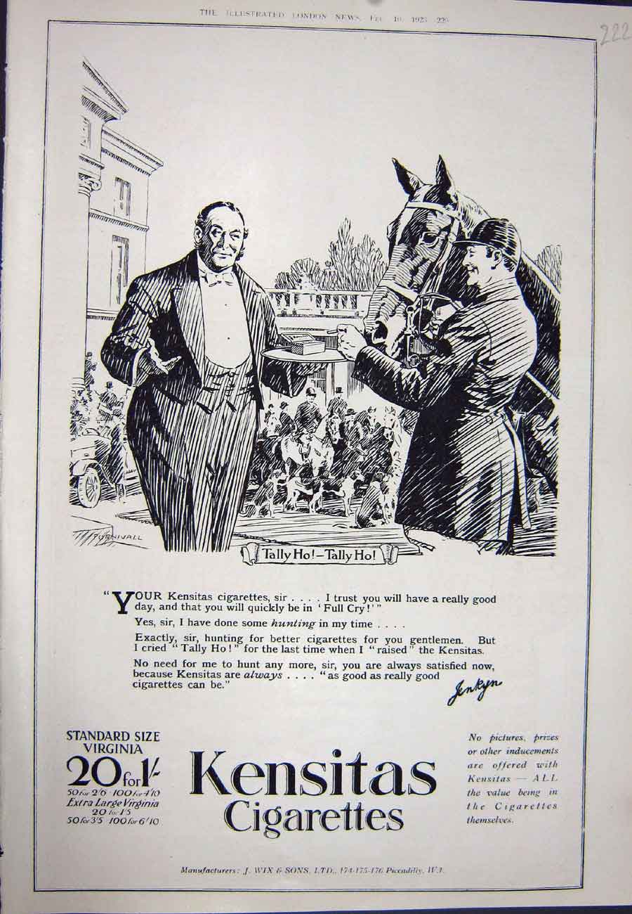 Original Old Vintage Print 1923 Advertisement Kensitas Virginia Cigarettes Wix