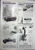 Original Old Vintage Print 1923 Advertisement Sunbeam Motor Car Loy-Lord Magpie