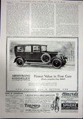 Original Old Vintage Print 1923 Advertisement Triumph Cycle Armstrong Motor Car