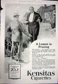 Old Vintage Print 1923 Advertisement Kensitas Cigarettes Virginia Tobacco 20th
