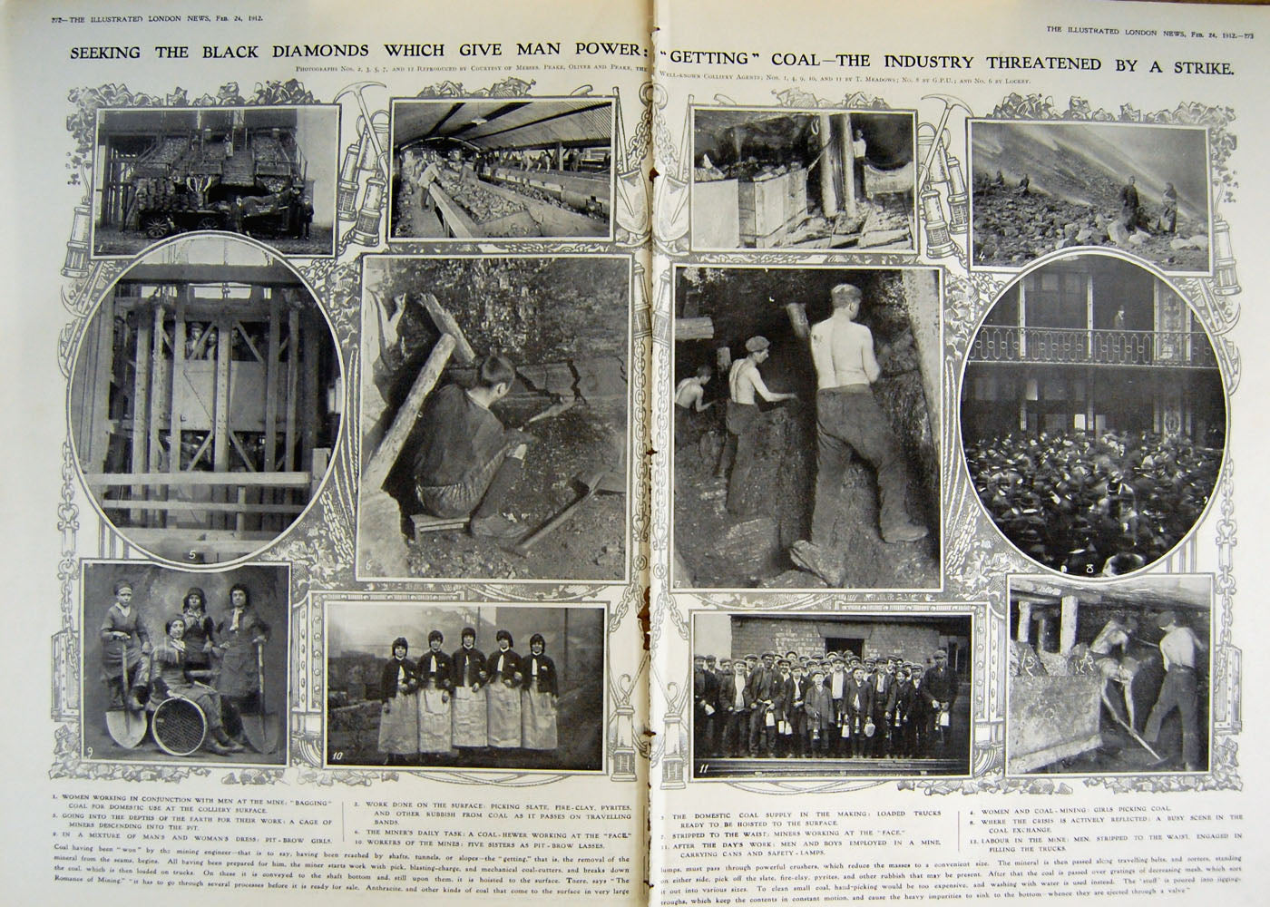 Old Print *2996 1912 Black Diamond Coal Mining Colliery Battleship Lion