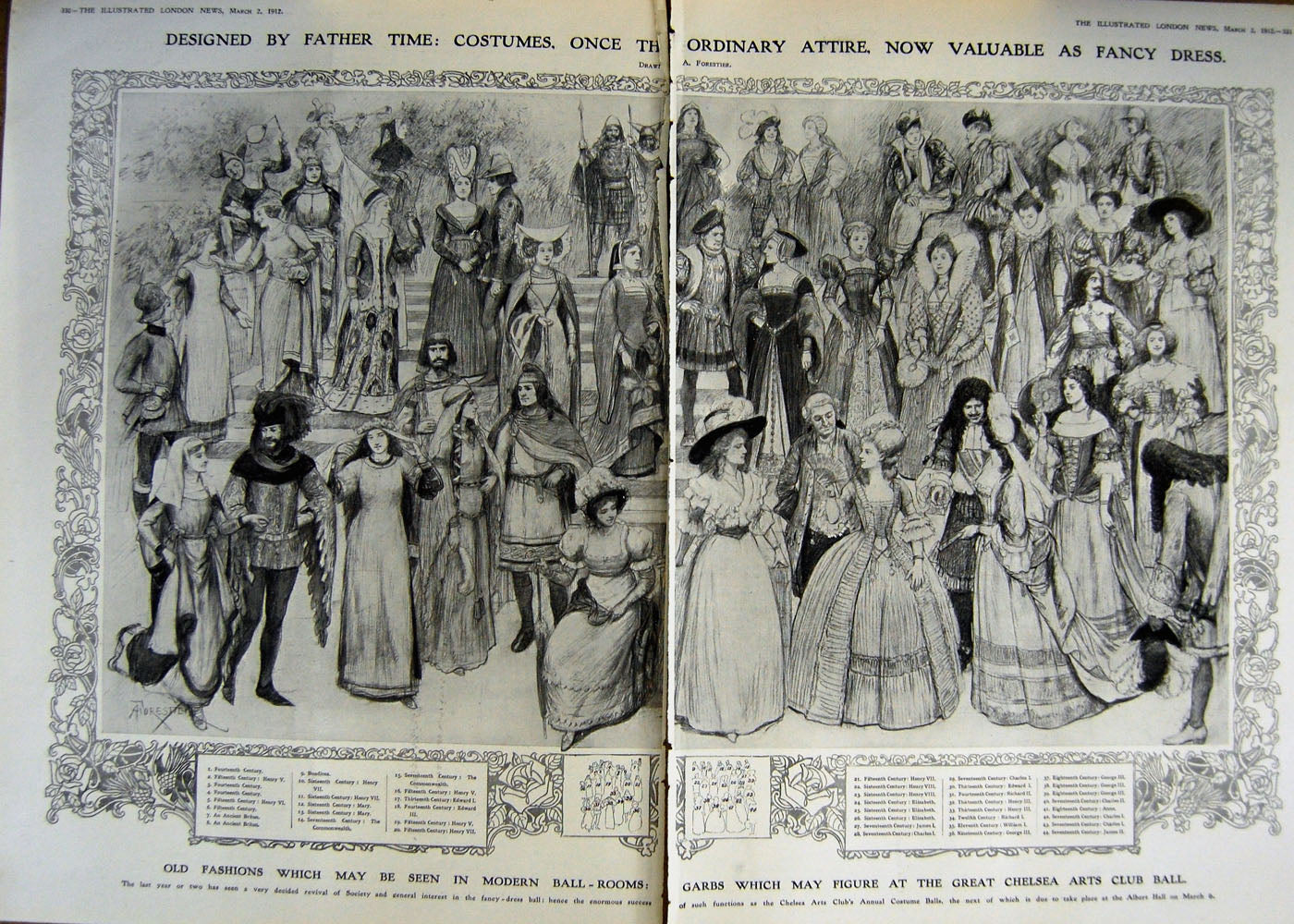 Antique Print *2997 1912 Chelsea Arts Club Ball Costumes Princess Patricia
