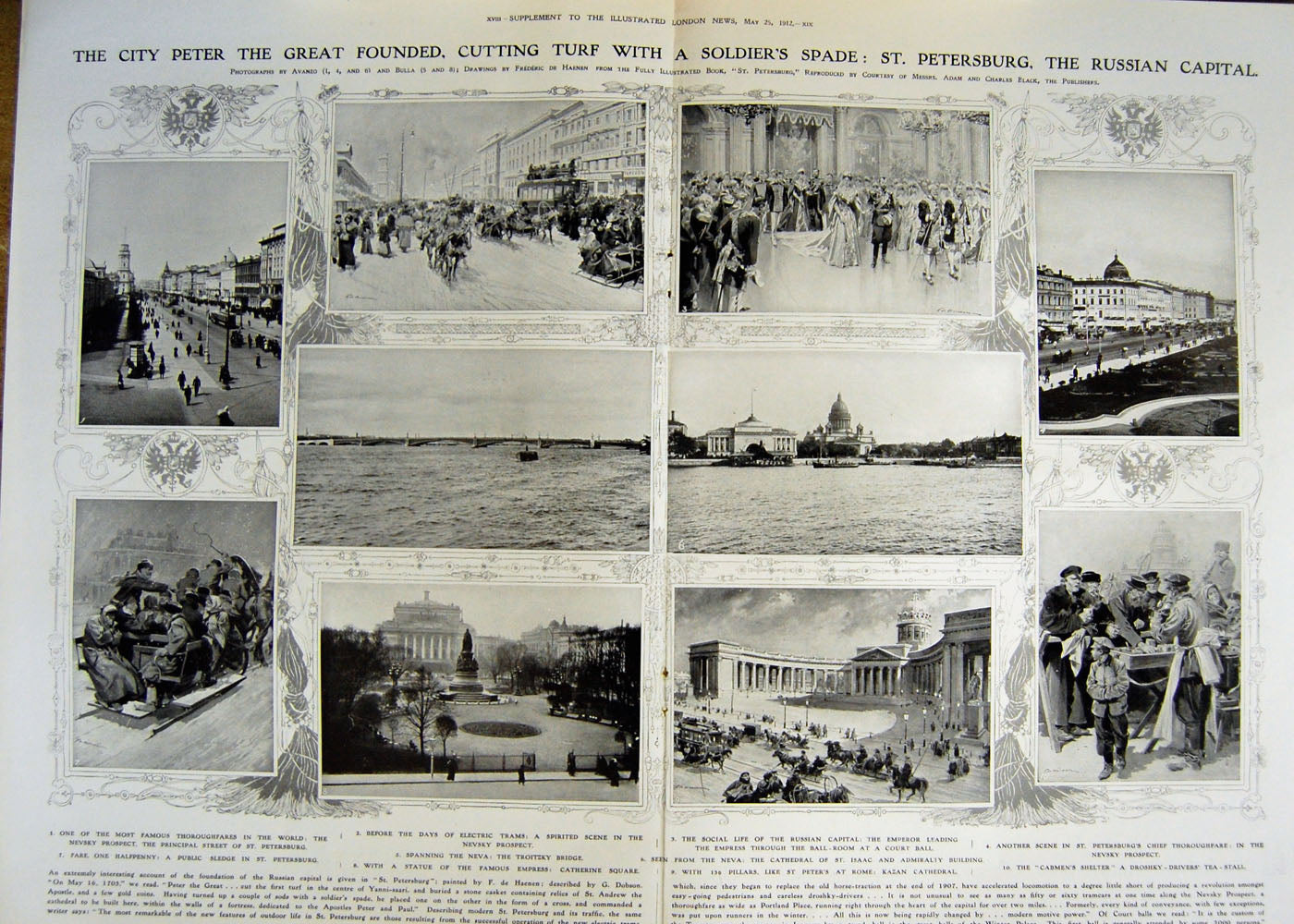 Antique Print *3014 1912 Russia Kazan Cathedral Troitzky Agriculture Nuns