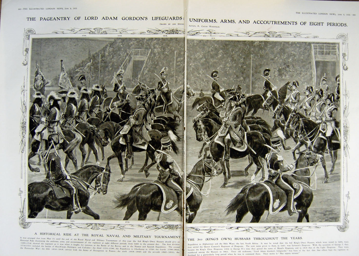 Old Antique Print *3017 1912 Navy Military Tournament Hussars Siers Golf