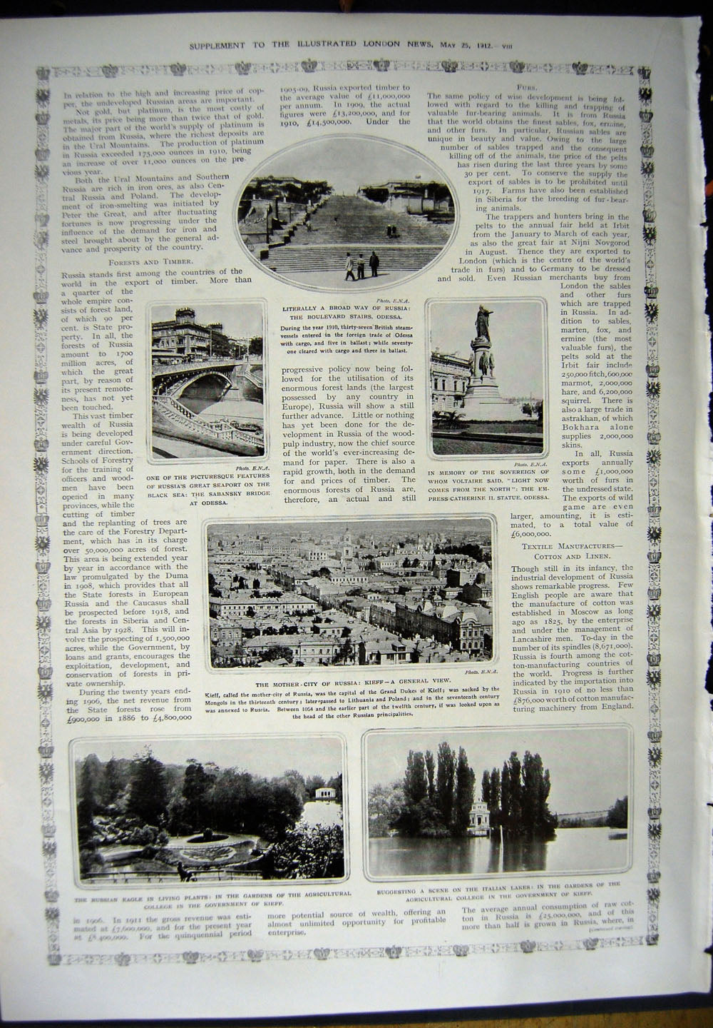 Old Antique Print 1912 Russian Art Wedding Kieff Sabansky Bridge Odessa 20th