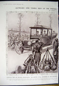 Original Old Antique Print 1912 Elysium Avenue Champs Elysees France War Siers