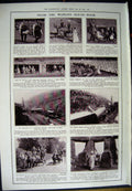 Original Old Antique Print 1912 Dog Racing Potsdam Sport Train Crash Ambulance